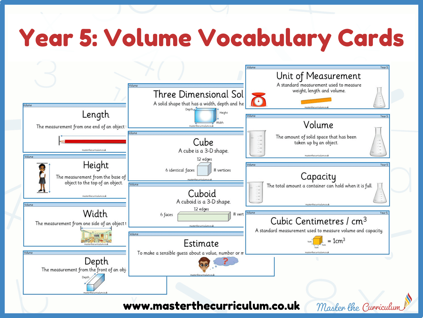 Cover of Year 5 – Summer – Volume Vocabulary Cards