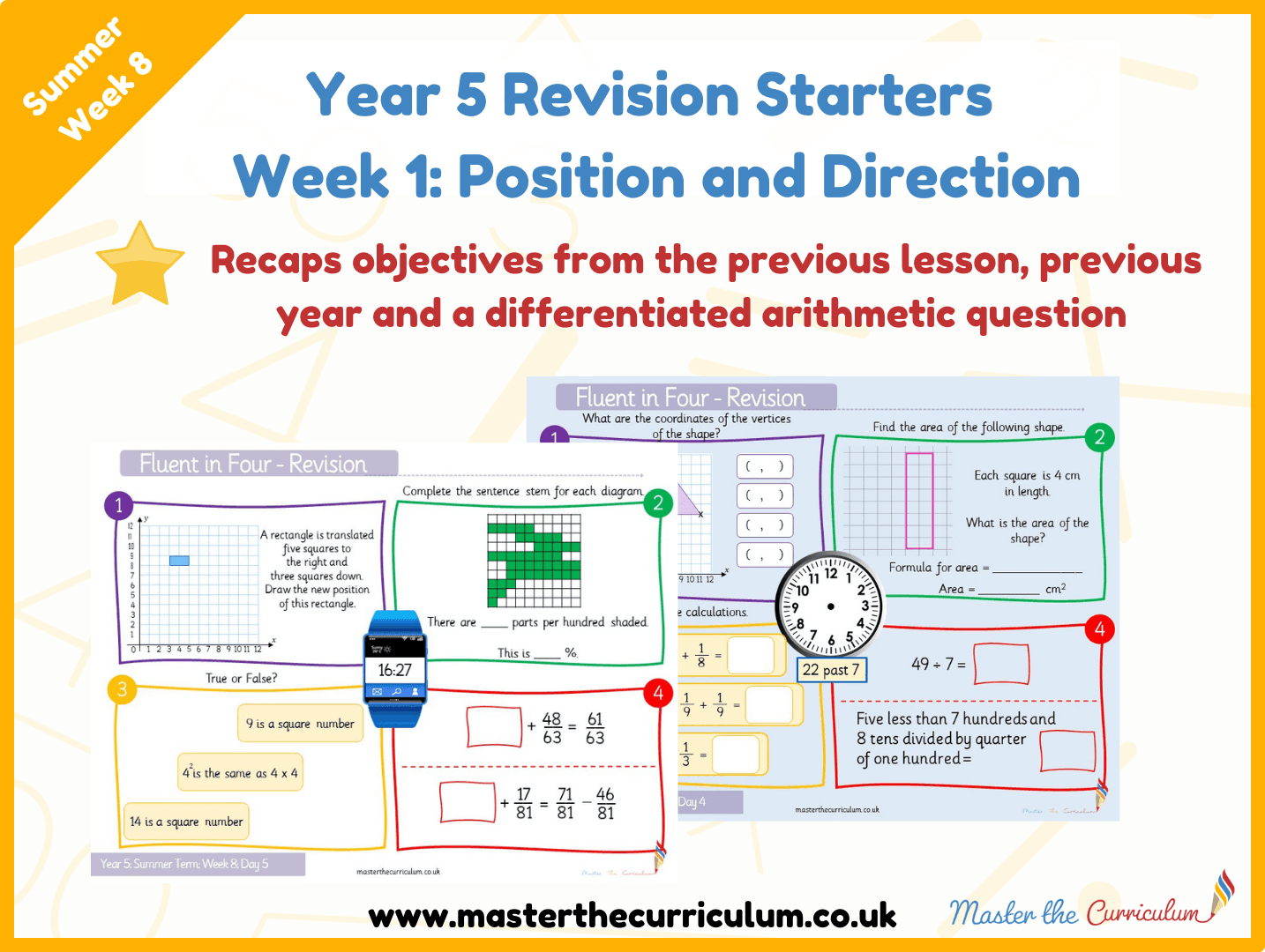 Cover of Year 5 – Summer – Week 1 Position and Direction Revision Starters V2.0