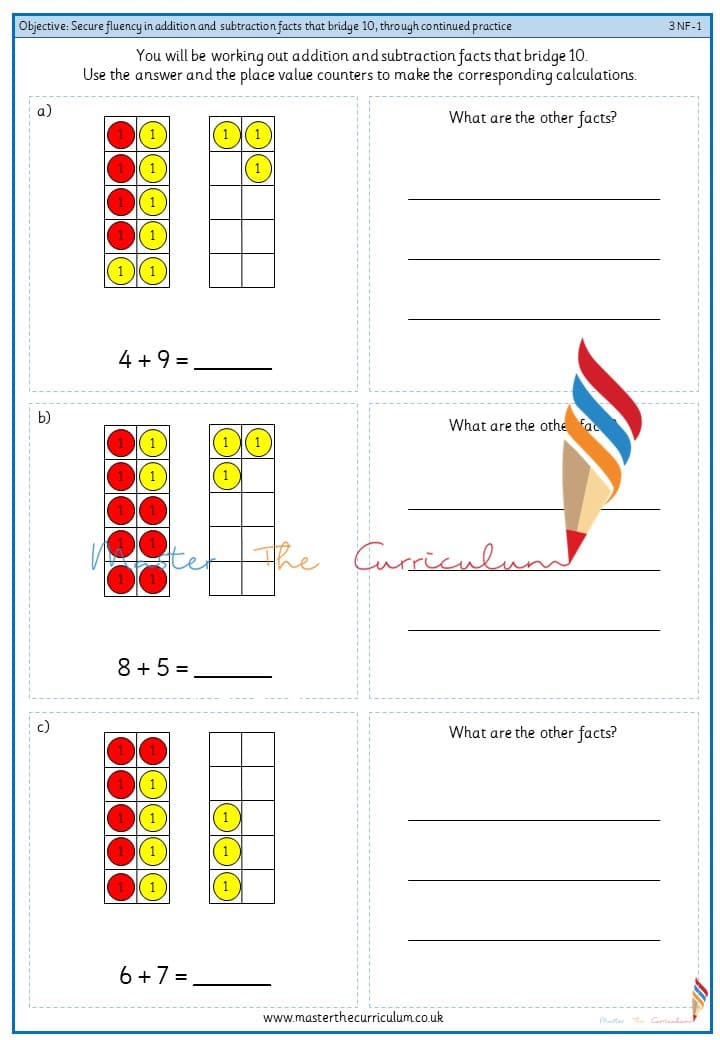 Cover of Secure fluency in addition and subtraction facts that bridge 10, through continued practice (3)