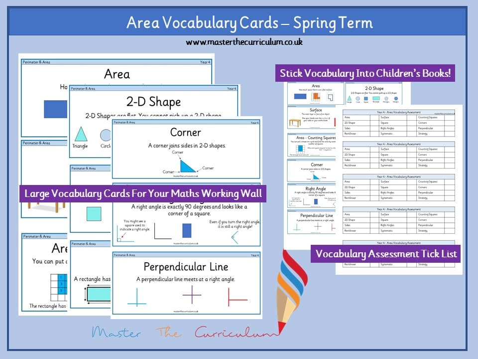 Cover of Year 4 – Spring – Area Vocabulary Cards