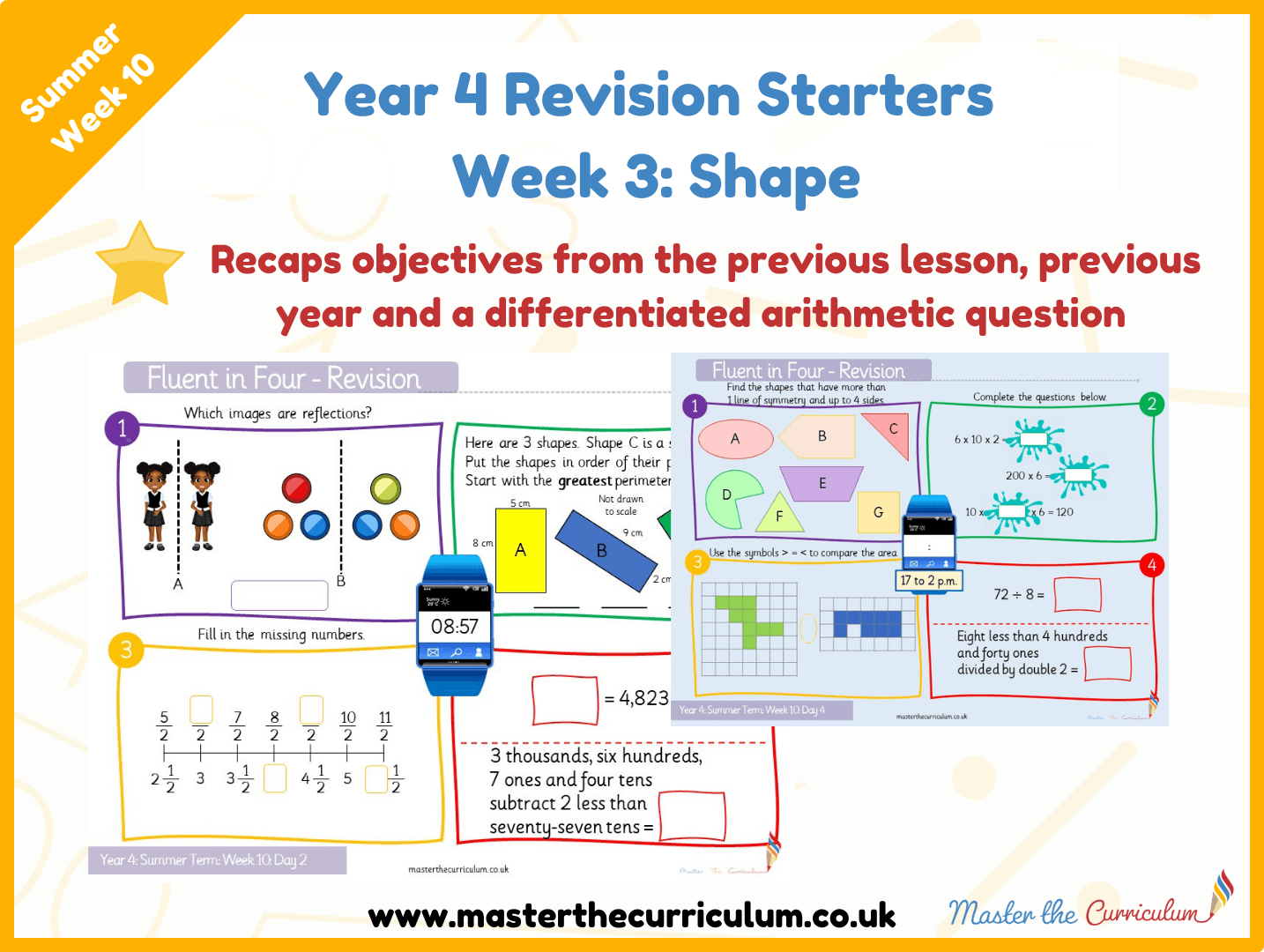 Cover of Year 4 – Summer – Week 3 Properties of Shape Revision Starters V2.0