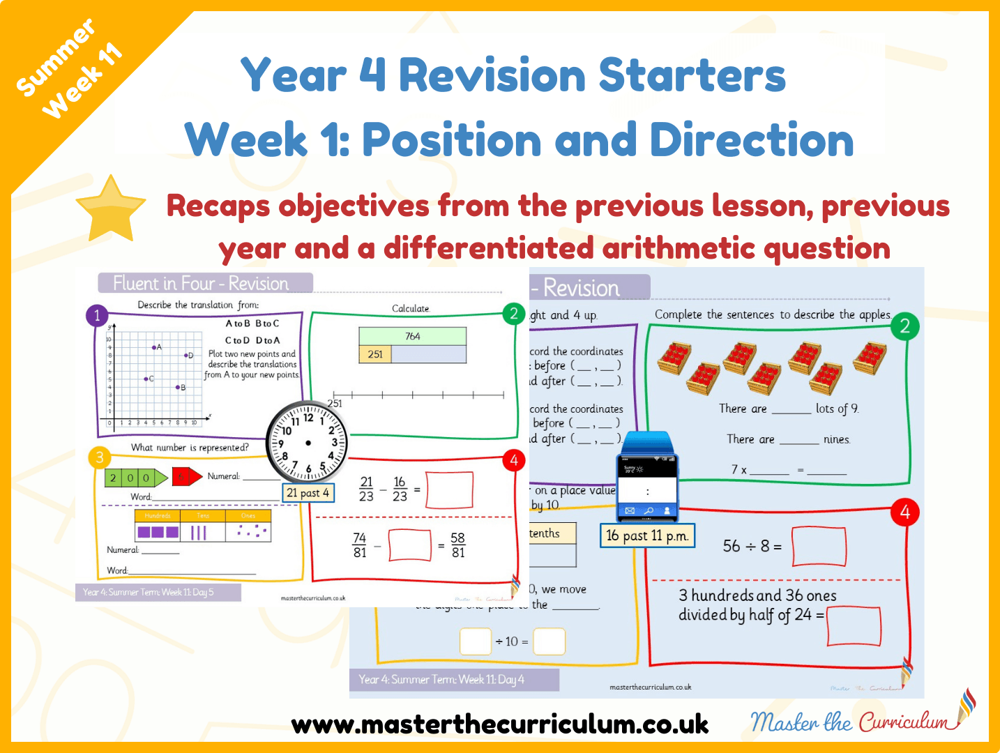 Cover of Year 4 – Summer – Week 1 Position and Direction Revision Starters V2.0