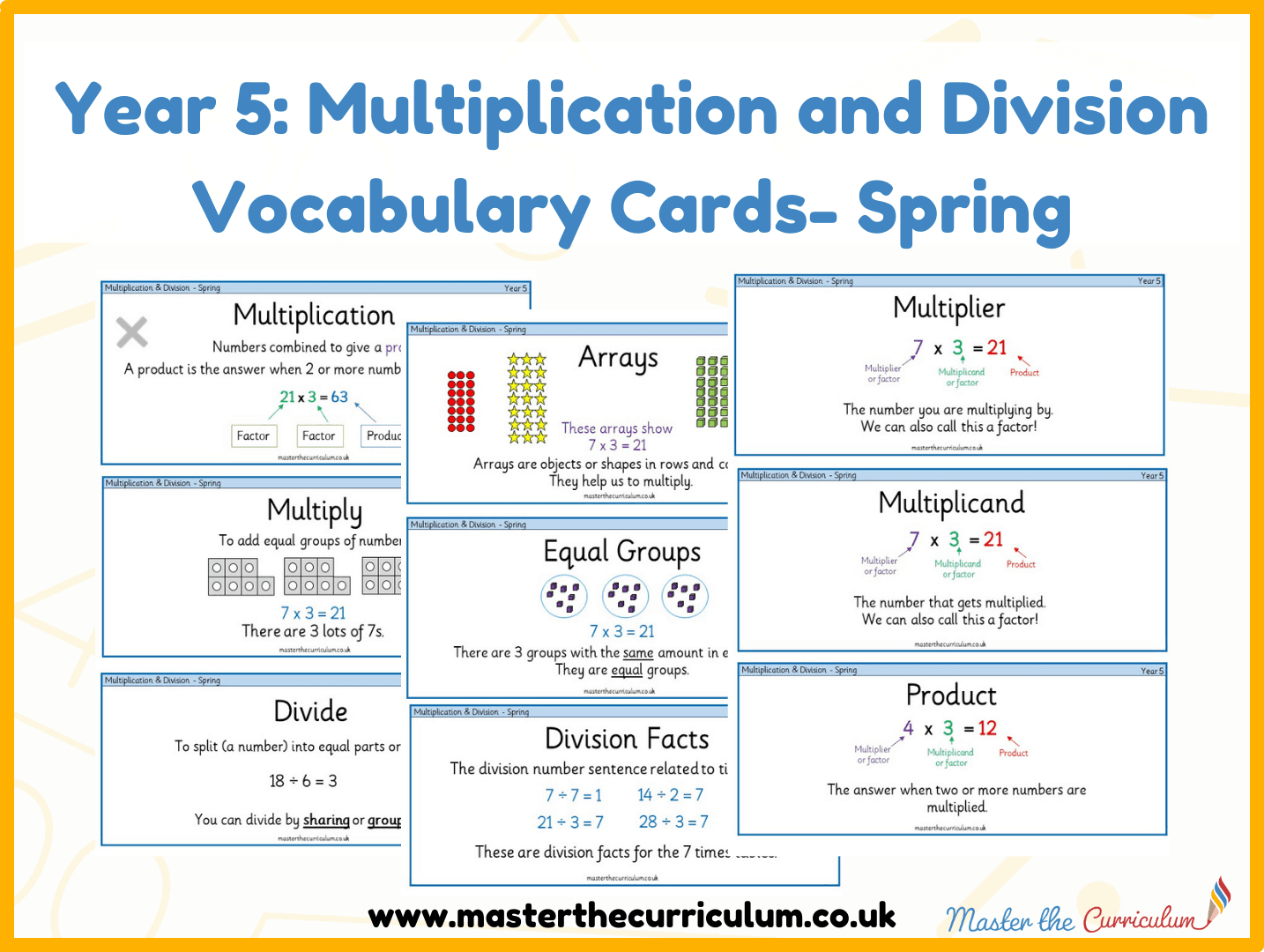 Cover of Year 5 – Spring – Multiplication and Division Vocabulary Cards