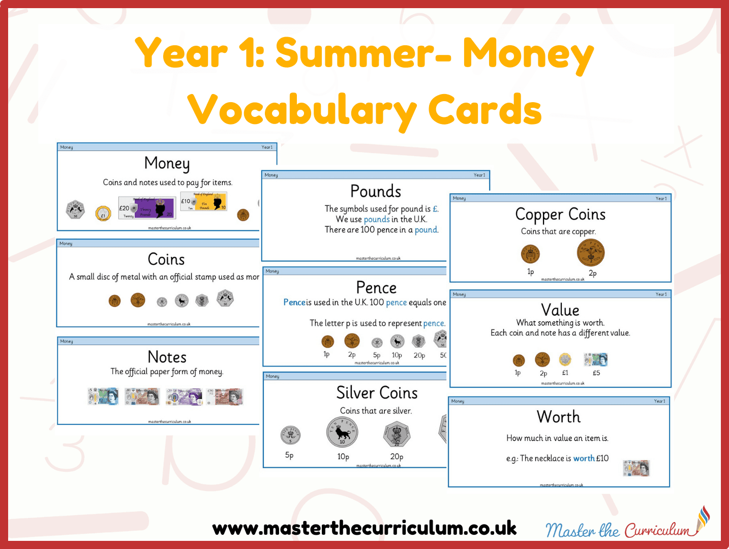 Cover of Year 1 – Summer – Money Vocabulary Cards