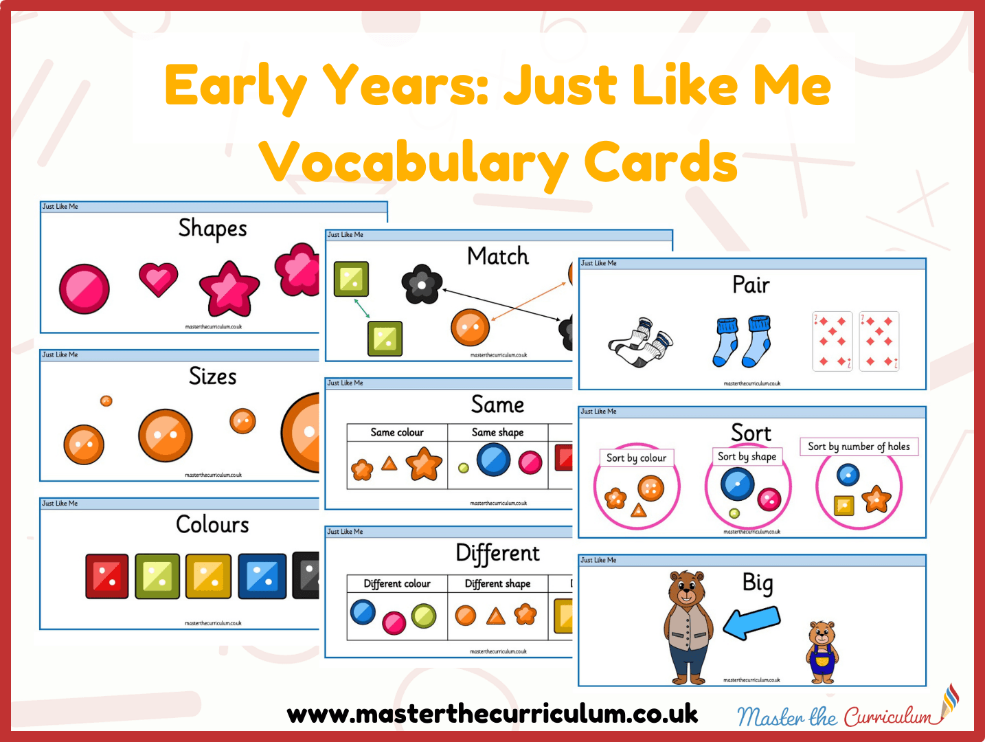 Cover of Reception Vocabulary Cards: Just Like Me