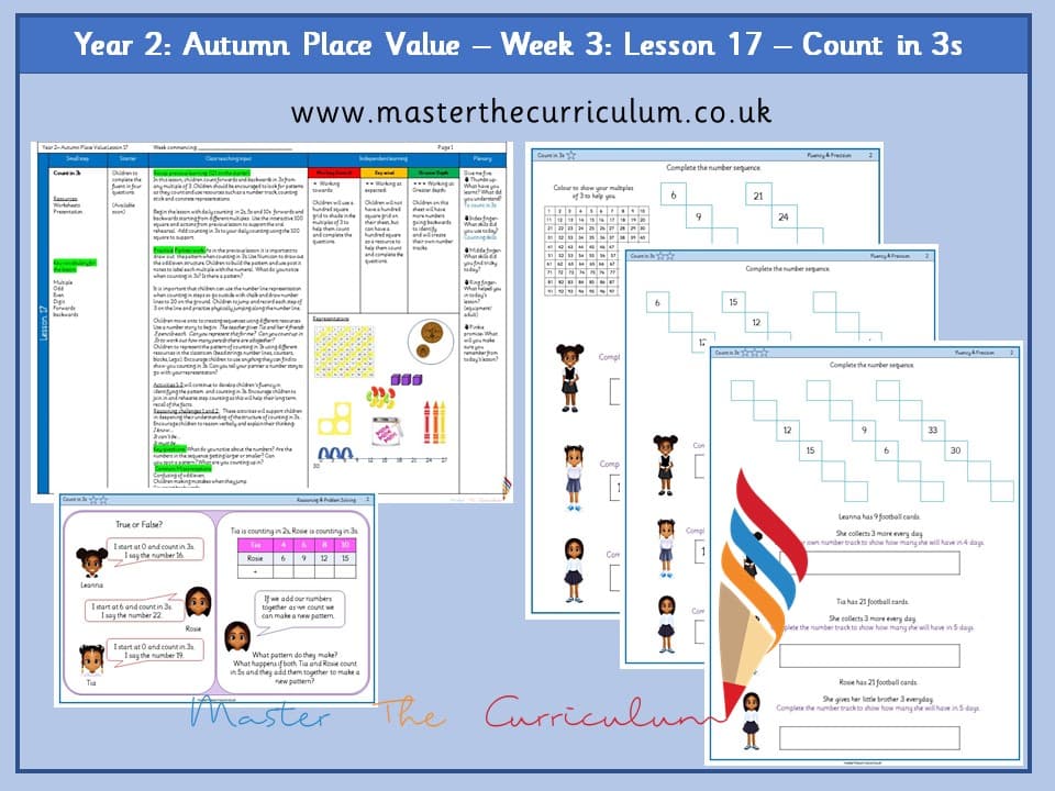Cover of Year 2: Place Value: Lesson 17 – Count in 3s
