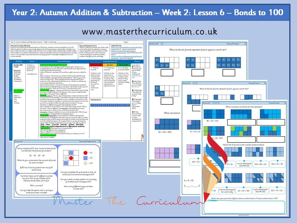 Cover of Year 2: Addition and Subtraction: Lesson 6 – Bonds to 100