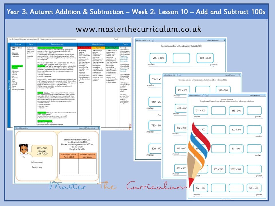 Cover of Year 3: Addition and Subtraction: Lesson 10 – Add and Subtract 100s