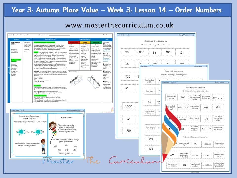 Cover of Year 3: Place Value: Lesson 14 – Order Numbers