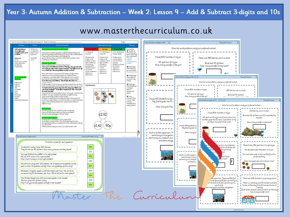 Cover of Year 3: Addition and Subtraction: Lesson 9 – Add and Subtract 3-digits and 10s