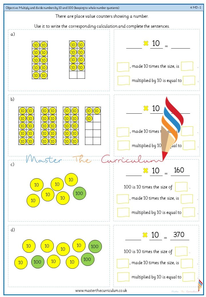 Cover of Multiply and divide numbers by 10 (keeping to whole number quotients) 1