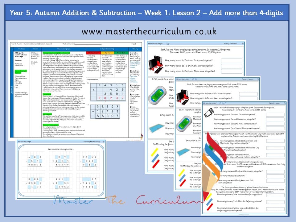 Cover of Year 5: Addition and Subtraction: Lesson 2 – Add more than 4-digits