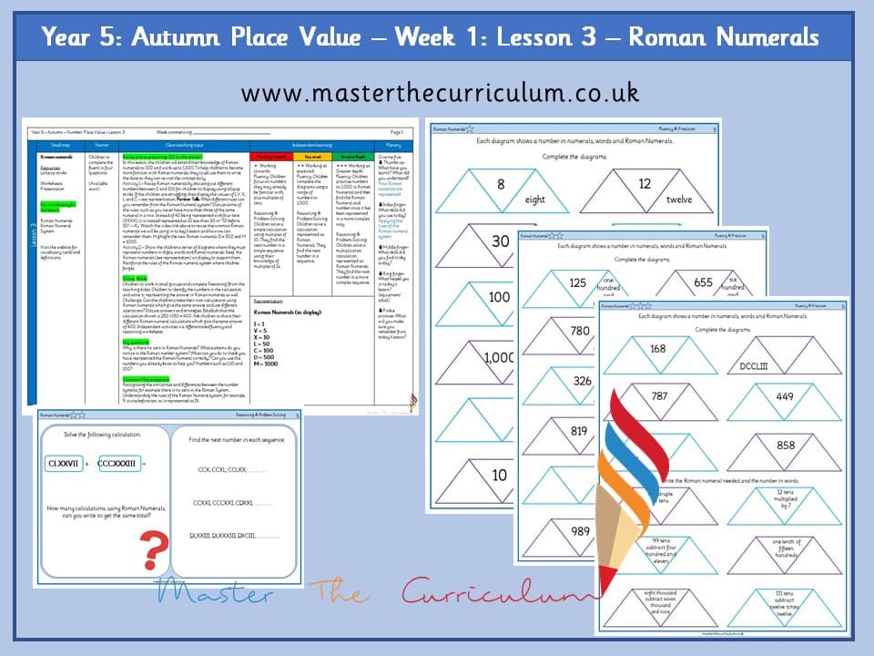 Cover of Year 5: Place Value: Lesson 3 – Roman Numerals