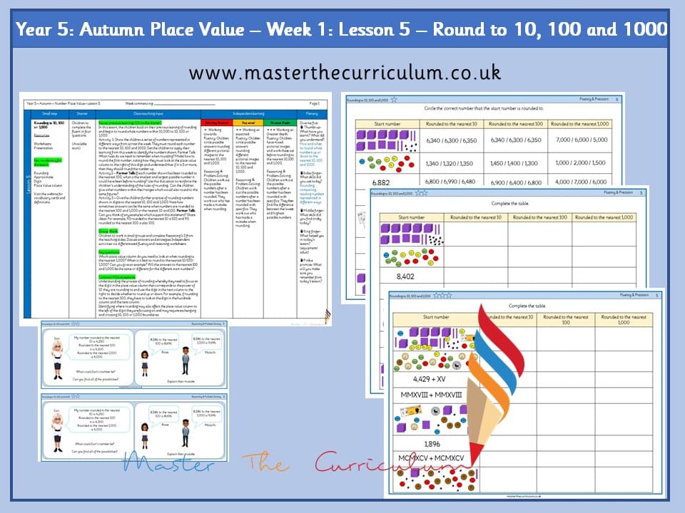 Cover of Year 5: Place Value: Lesson 5 – Round to 10, 100 and 1000