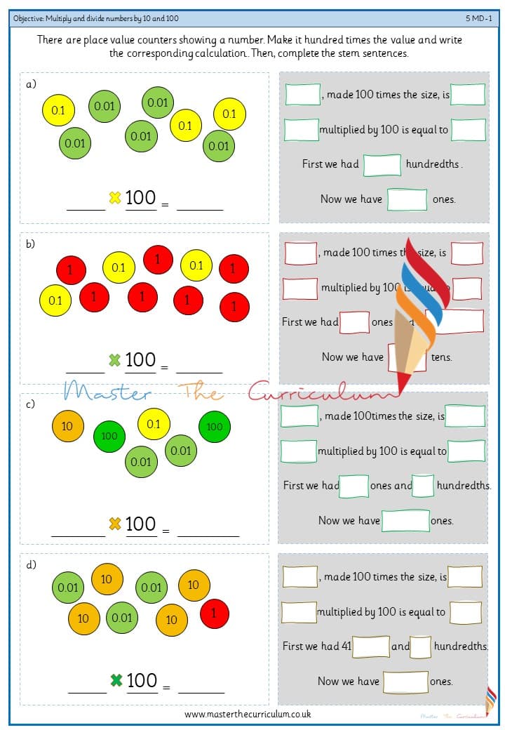 Cover of Multiply and divide numbers by 10 and 100 (6)