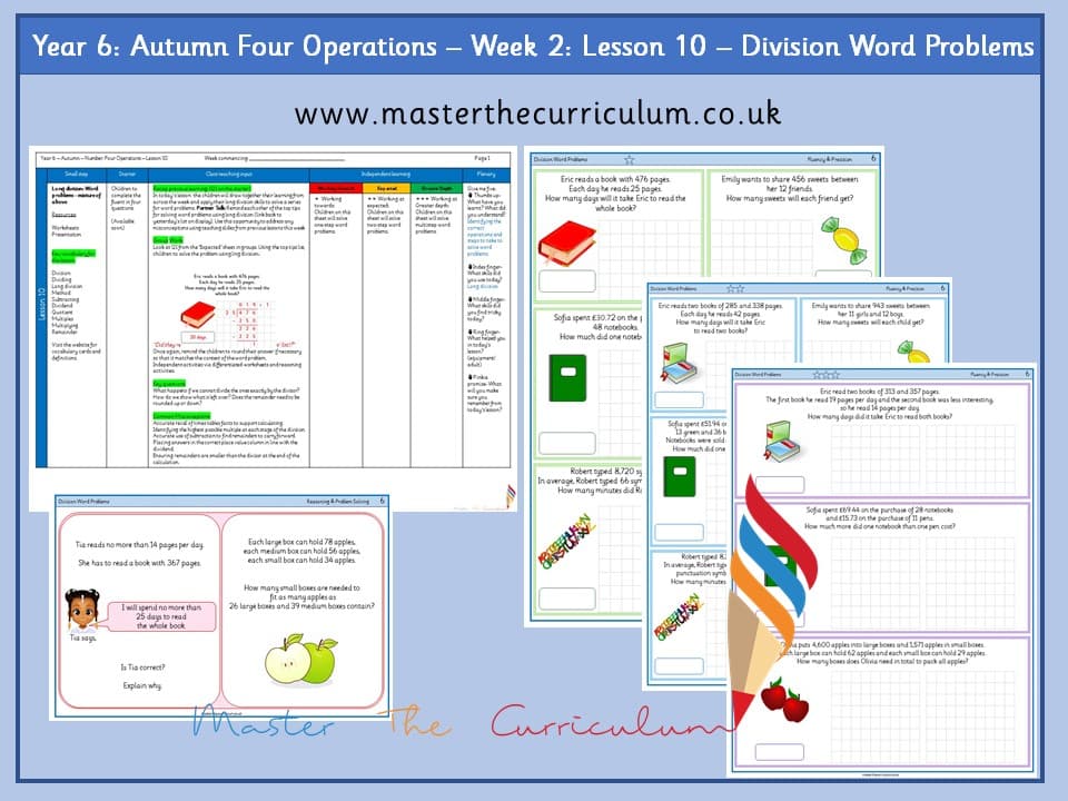 Cover of Year 6: Four Operations: Lesson 10 – Division Word Problems