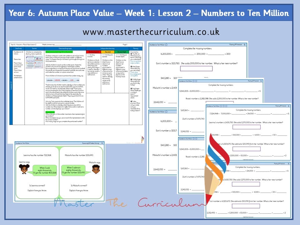 Cover of Year 6: Place Value: Lesson 2 – Numbers to Ten Million