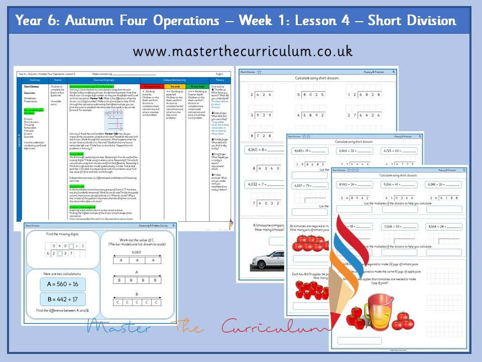 Cover of Year 6: Four Operations: Lesson 4 – Short Division