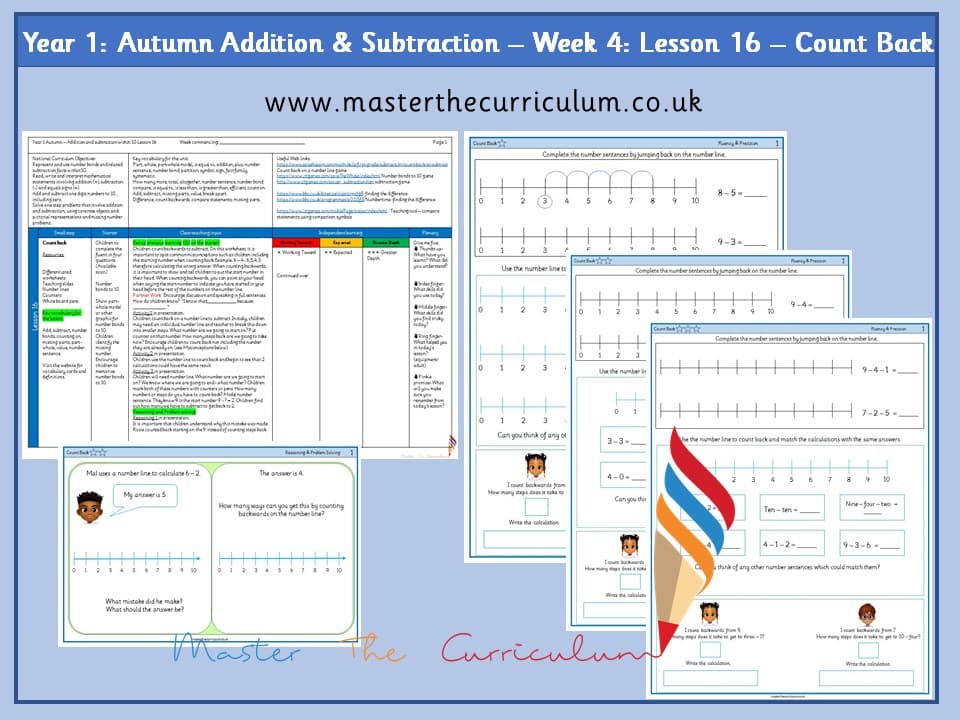 Cover of Year 1: Addition and Subtraction within 10: Lesson 16 – Count Back