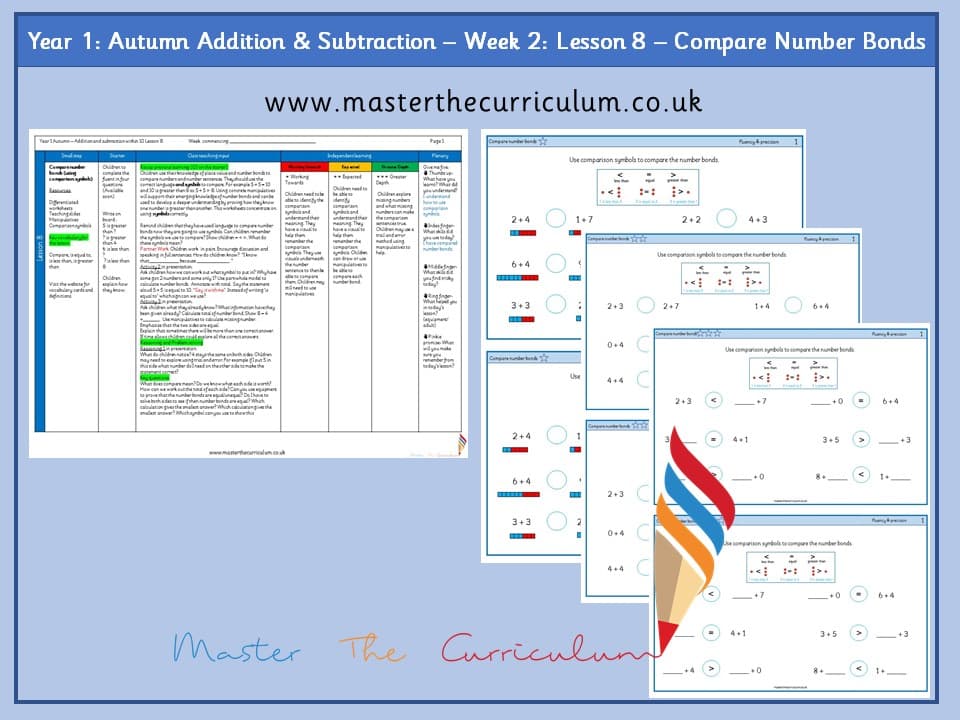 Cover of Year 1: Addition and Subtraction within 10: Lesson 8 – Compare Number Bonds