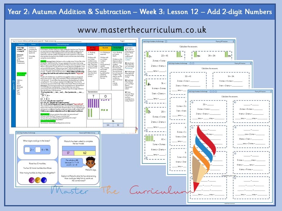Cover of Year 2: Addition and Subtraction: Lesson 12 – Add 2-digit Numbers, Not Crossing