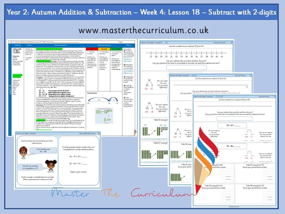 Cover of Year 2: Addition and Subtraction: Lesson 18 – Subtract with 2-digits, Crossing Ten