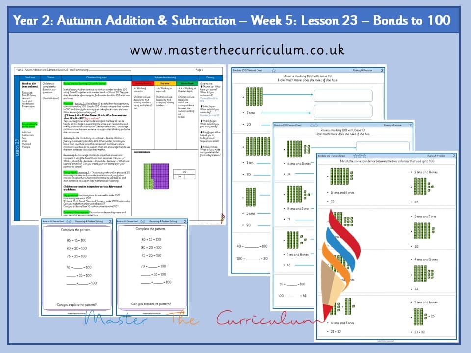 Cover of Year 2: Addition and Subtraction: Lesson 23 – Bonds to 100 (Tens and Ones)