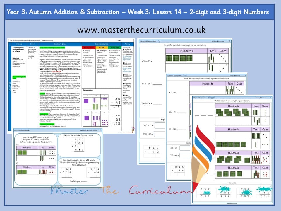 Cover of Year 3: Addition and Subtraction: Lesson 14 – 2-digit and 3-digit Numbers