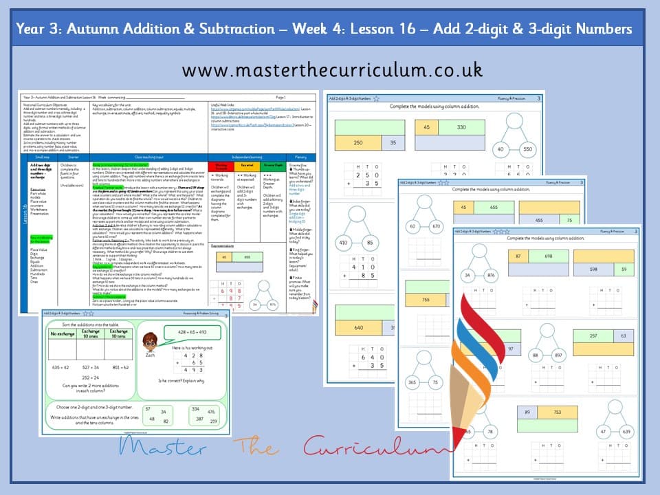 Cover of Year 3: Addition and Subtraction: Lesson 16 – Add 2-digit and 3-digit Numbers