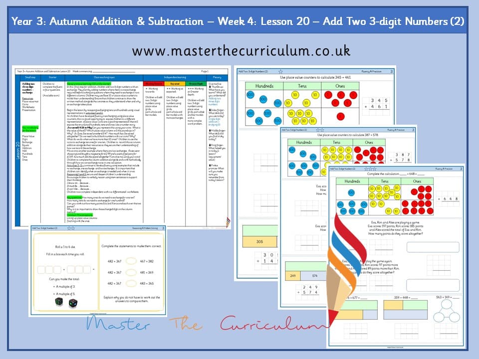 Cover of Year 3: Addition and Subtraction: Lesson 20 – Add Two 3-digit Numbers (2)