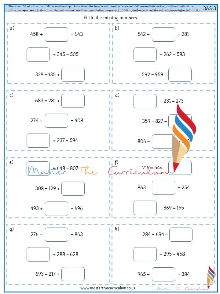 Cover of Manipulate the additive relationship: Understand the inverse relationship between addition and subtraction, and how both relate to the part–part–whole structure (5)