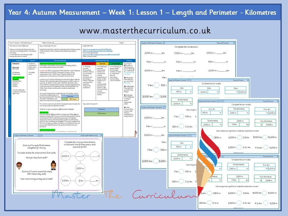 Cover of Year 4: Measurement : Lesson 1 – Length and Perimeter – Kilometres