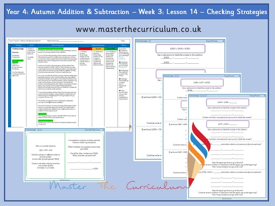 Cover of Year 4: Addition and Subtraction: Lesson 14 – Checking Strategies