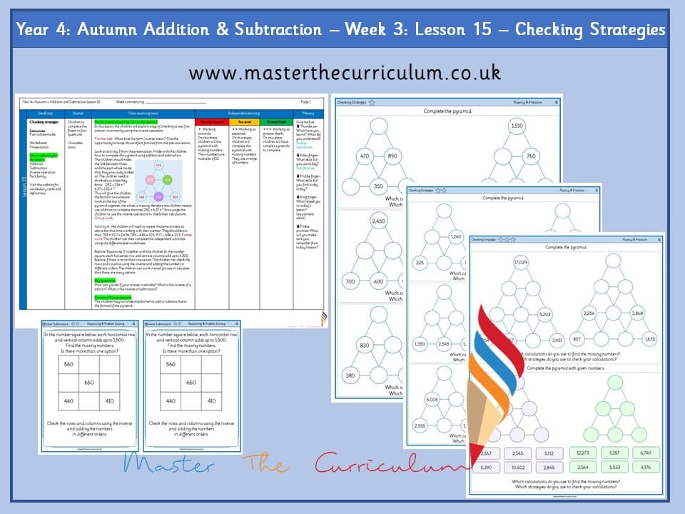 Cover of Year 4: Addition and Subtraction: Lesson 15 – Checking Strategies
