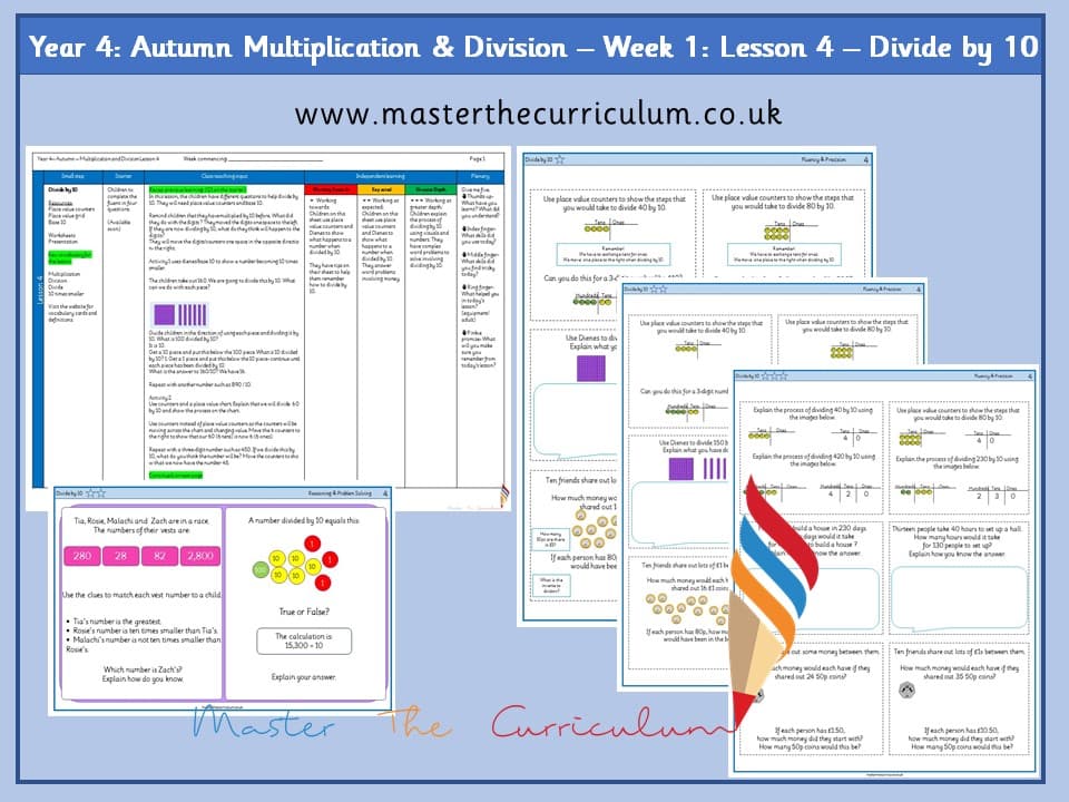 Cover of Year 4: Multiplication and Division: Lesson 4 – Divide by 10