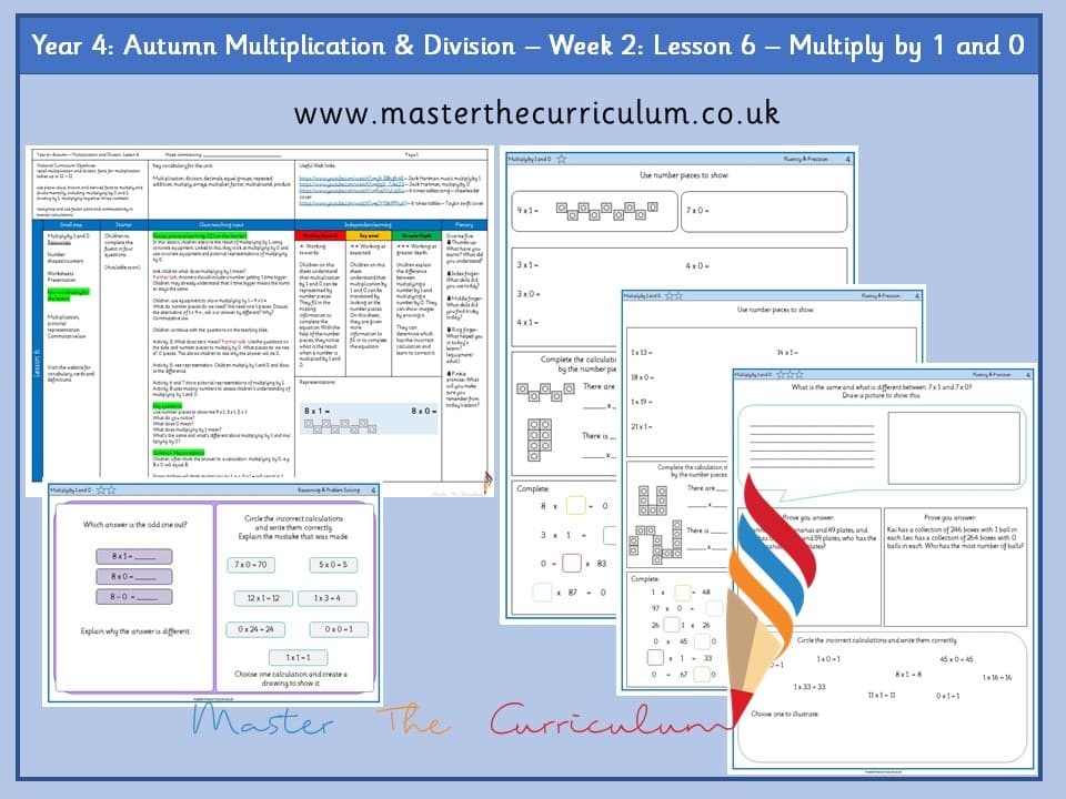 Cover of Year 4: Multiplication and Division: Lesson 6 – Multiply by 1 and 0