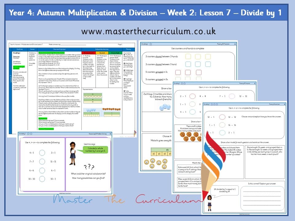 Cover of Year 4: Multiplication and Division: Lesson 7 – Divide by 1