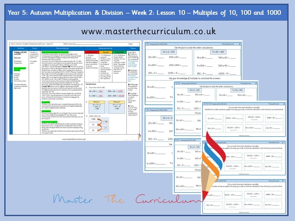Cover of Year 5: Multiplication and Division: Lesson 10 – Multiples of 10, 100 and 1,000