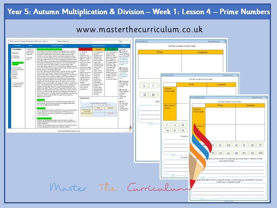 Cover of Year 5: Multiplication and Division: Lesson 4 – Prime Numbers