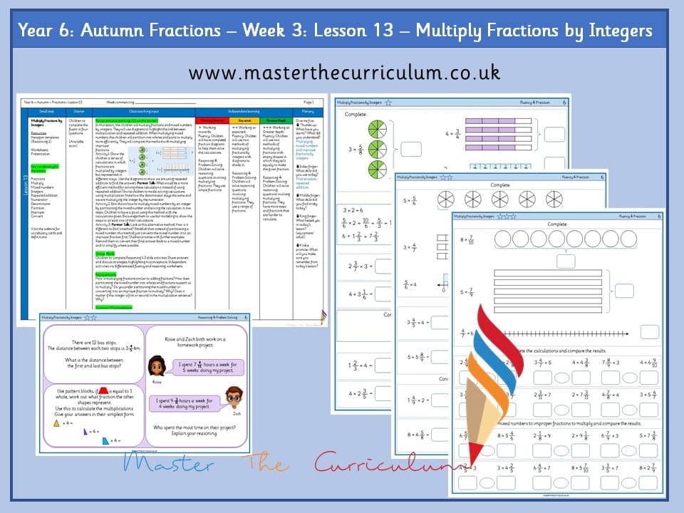Cover of Year 6: Fractions: Lesson 13 – Multiply Fractions by Integers