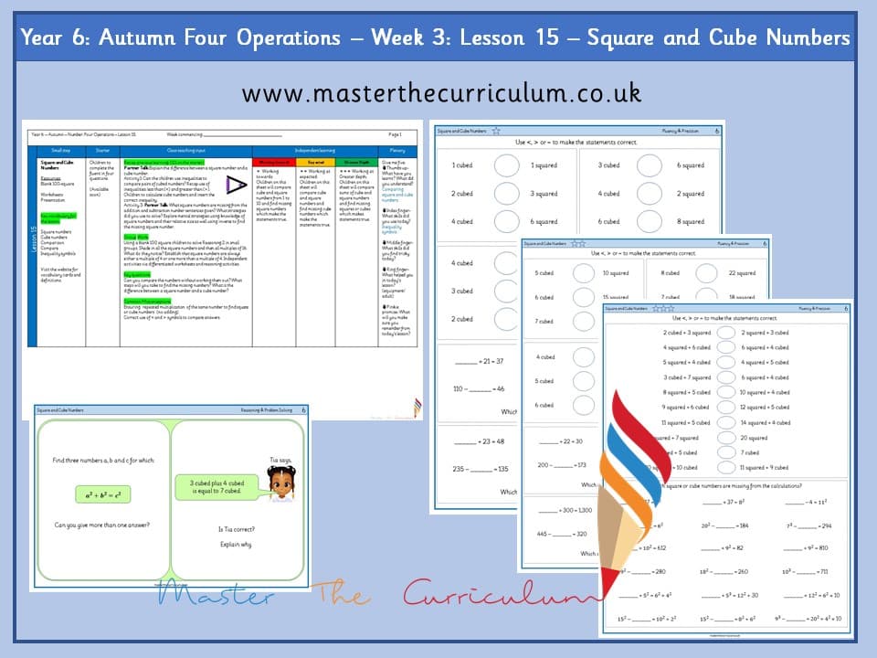 Cover of Year 6: Four Operations: Lesson 15 – Square and Cube Numbers