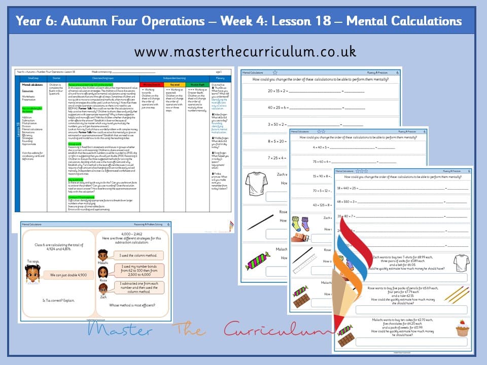 Cover of Year 6: Four Operations: Lesson 18 – Mental Calculations