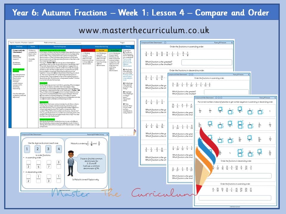 Cover of Year 6: Fractions: Lesson 4 – Compare and Order (Denominator)