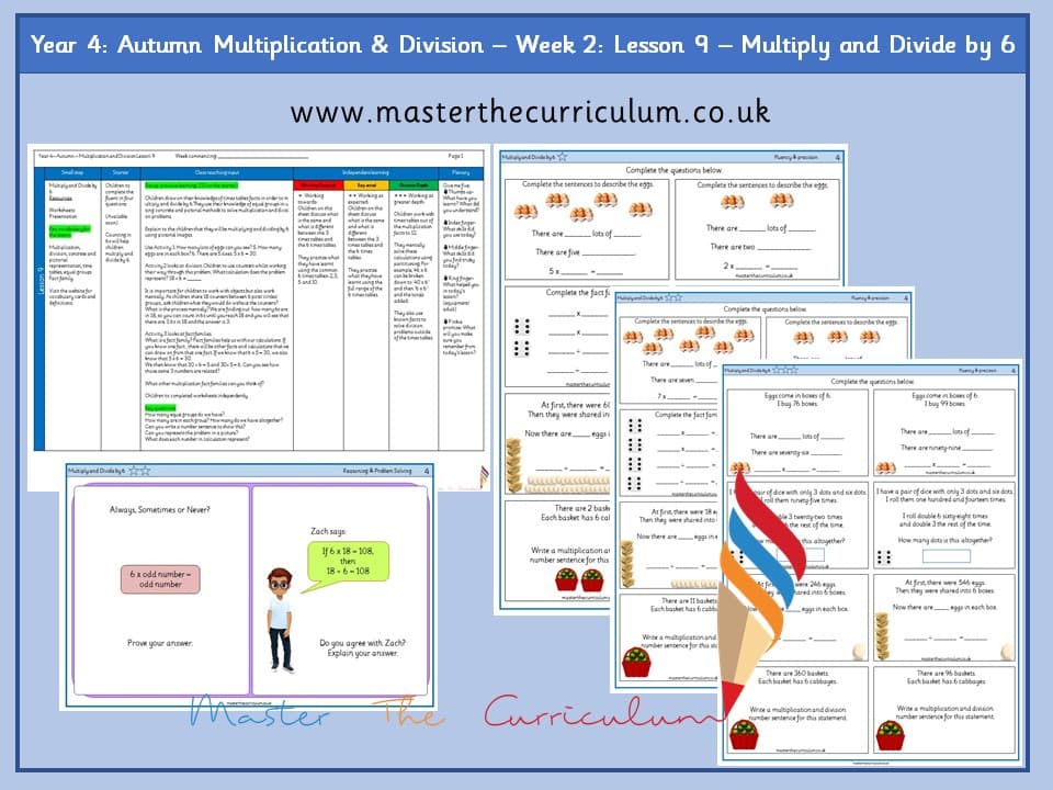 Cover of Year 4: Multiplication and Division: Lesson 9 – Multiply and Divide by 6