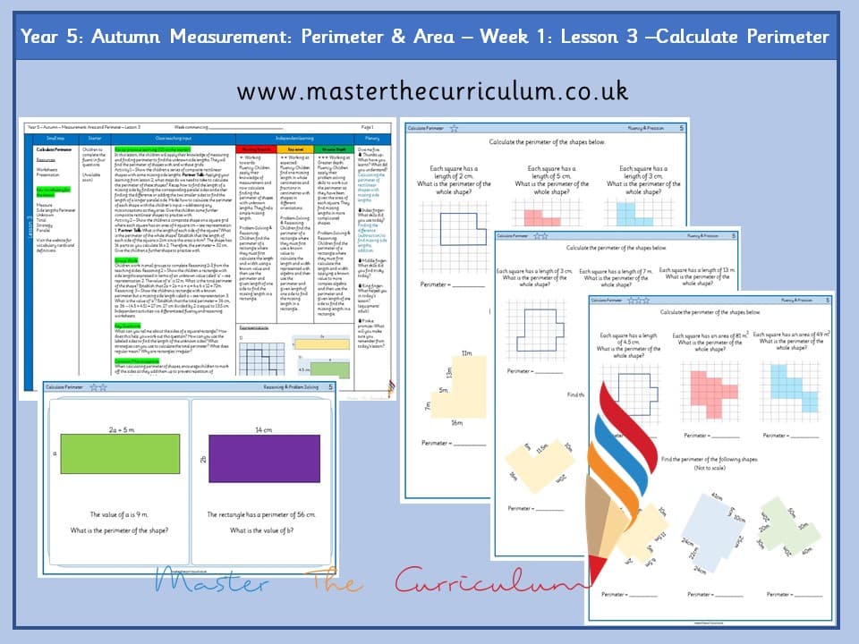 Cover of Year 5: Measurement: Perimeter and Area: Lesson 3 – Calculate Perimeter