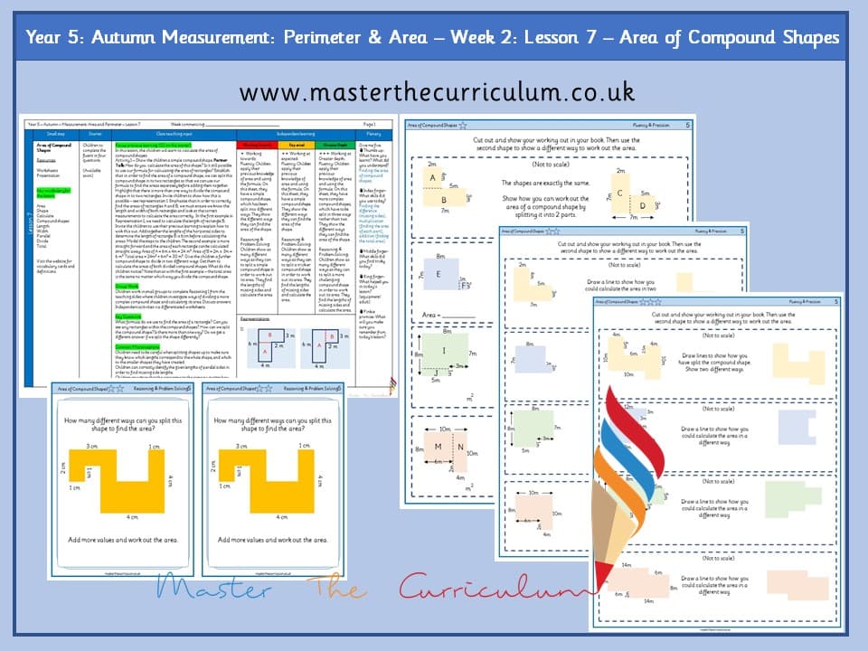 Cover of Year 5: Measurement: Perimeter and Area: Lesson 7 – Area of Compound Shapes