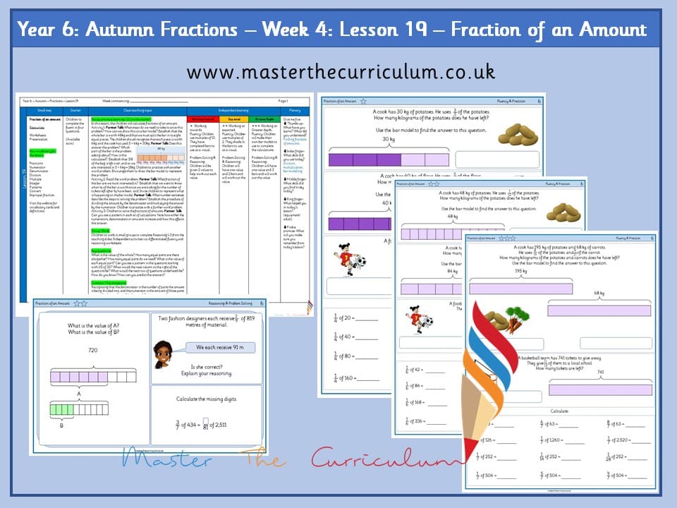 Cover of Year 6: Fractions: Lesson 19 – Fraction of an Amount