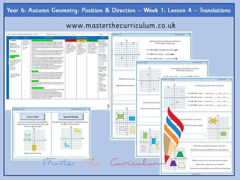 Cover of Year 6: Geometry: Position and Direction: Lesson 4 – Translations