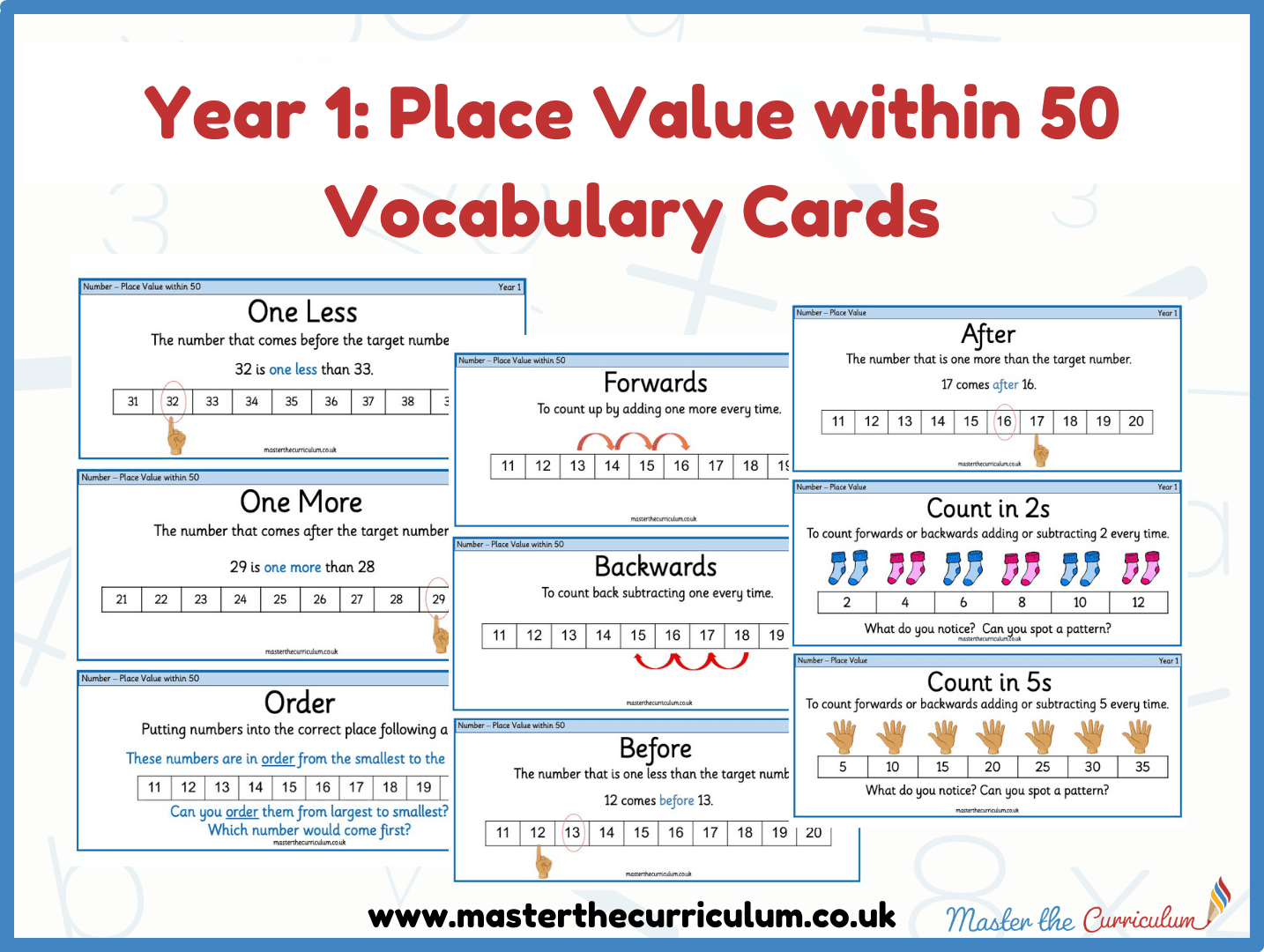 Cover of Year 1 – Place Value within 50 Vocabulary Cards