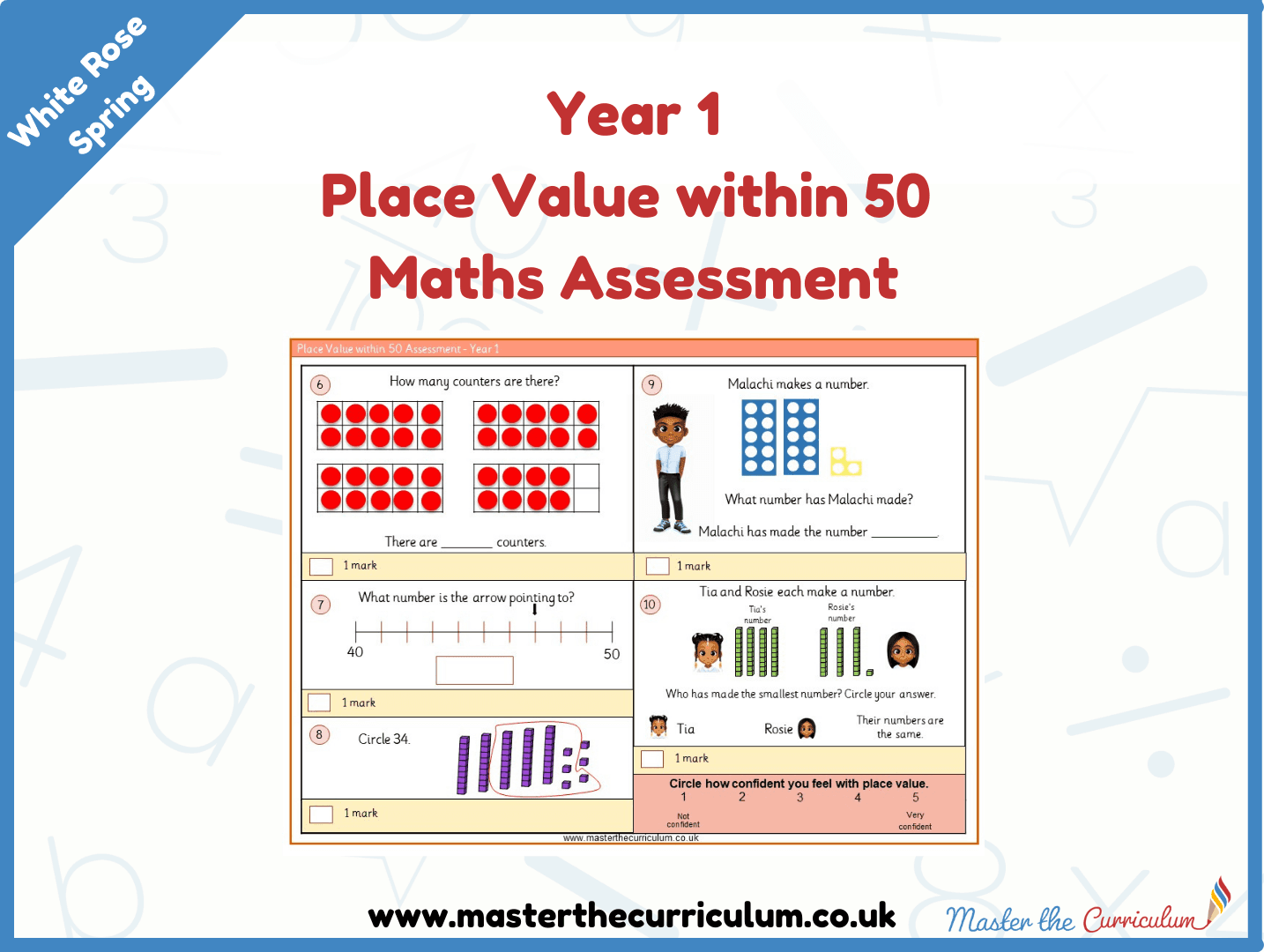 Cover of Year 1 Place Value within 50 Maths Assessment
